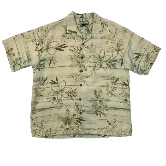 Tommy Bahama Silk Shirt Mens L Large Butter Yellow Floral Island Button Up *READ - Picture 1 of 12